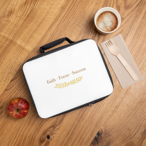 A cozy insulated lunch bag made to carry meals with care and personality.